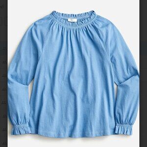 J.Crew Crewcuts Girls' ruffle long-sleeve T-shirt AMALFI BLUE Size XS (4-5) NWT!